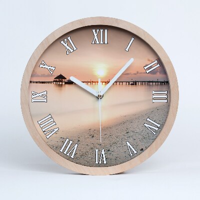 Dřevěné hodiny s fotkou Maledivská pláž