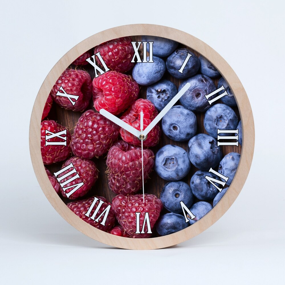 Dřevěné hodiny s fotkou Lesní plody