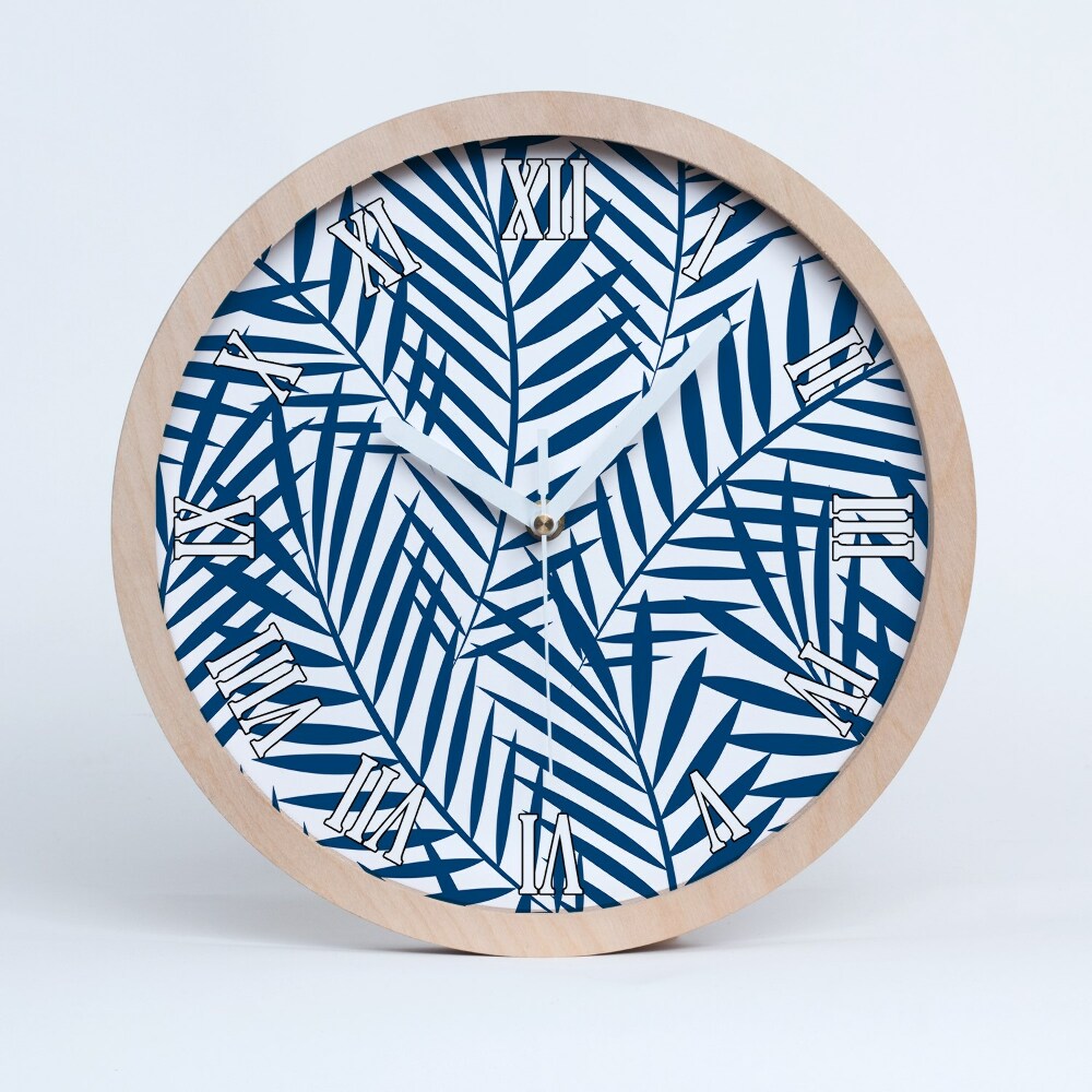 Dřevěné hodiny nástěnné Palmové listy