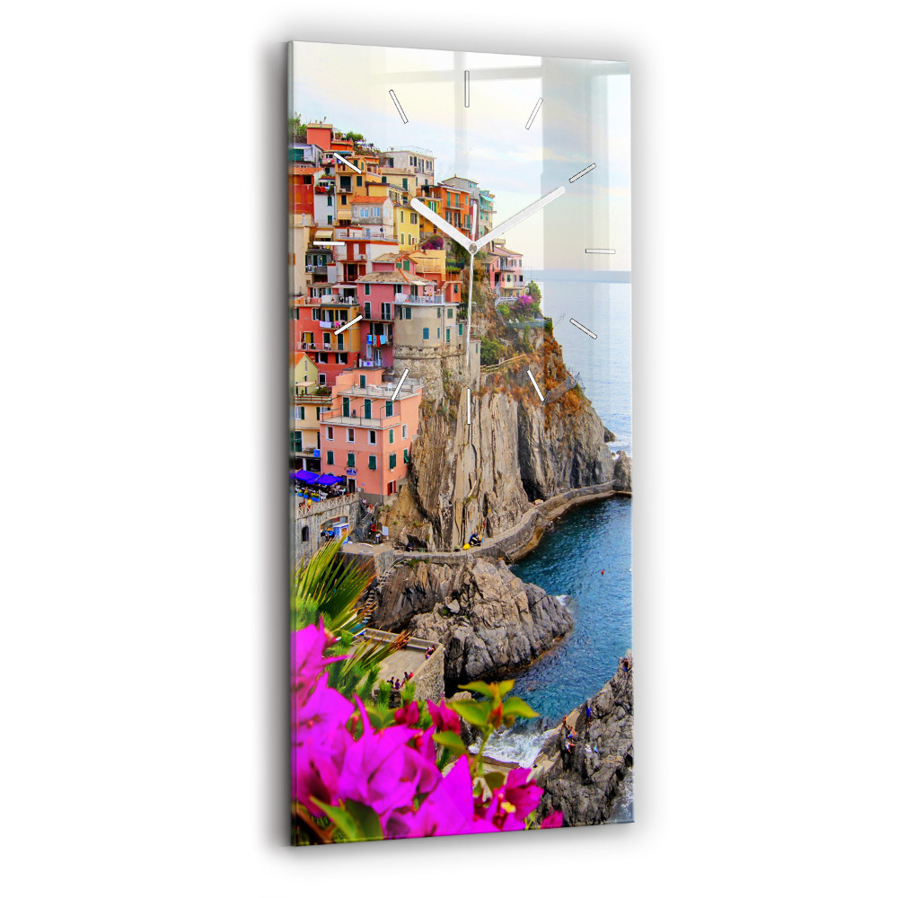 Vertikální nástěnné hodiny Pobřeží Cinque Terre