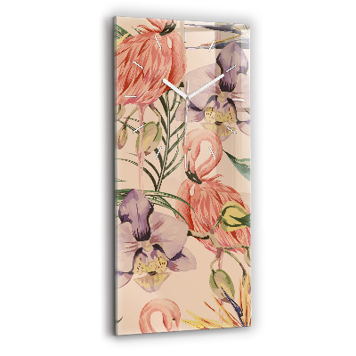 Vertikální hodiny na skle Tropické palmové listy