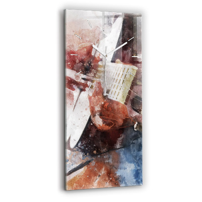 Vertikální nástěnné hodiny Vizualizace kytary