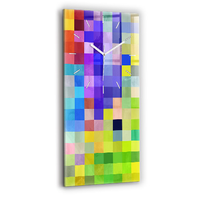 Vertikální nástěnné hodiny Kompozice čtverců