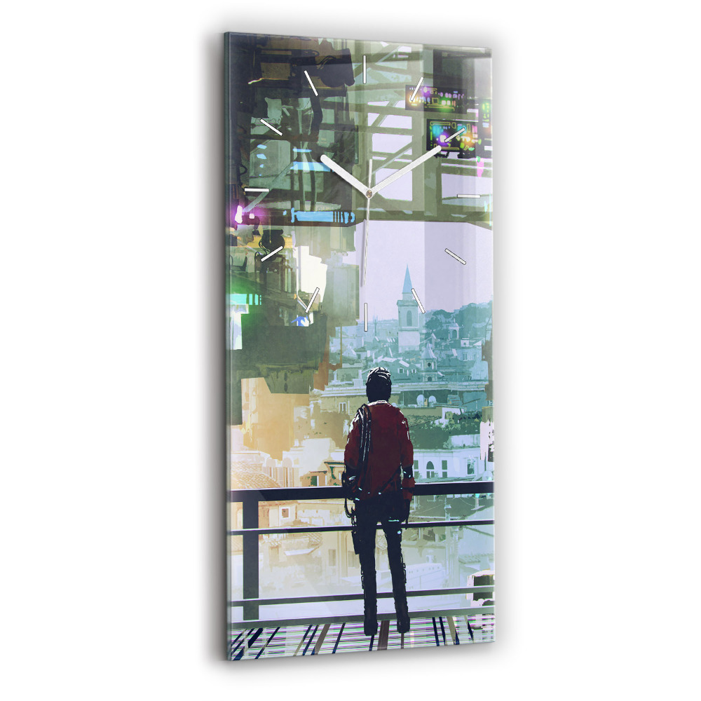 Vertikální nástěnné hodiny Kybernetický punk