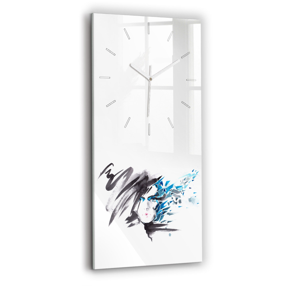 Vertikální nástěnné hodiny Abstraktní tvář ženy