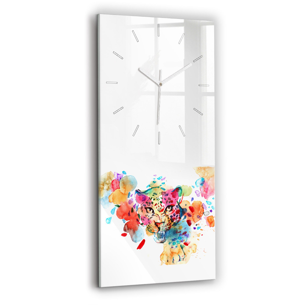 Vertikální nástěnné hodiny Abstraktní divoká kočka