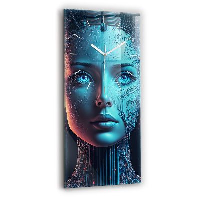 Vertikální hodiny na skle Umělá inteligence