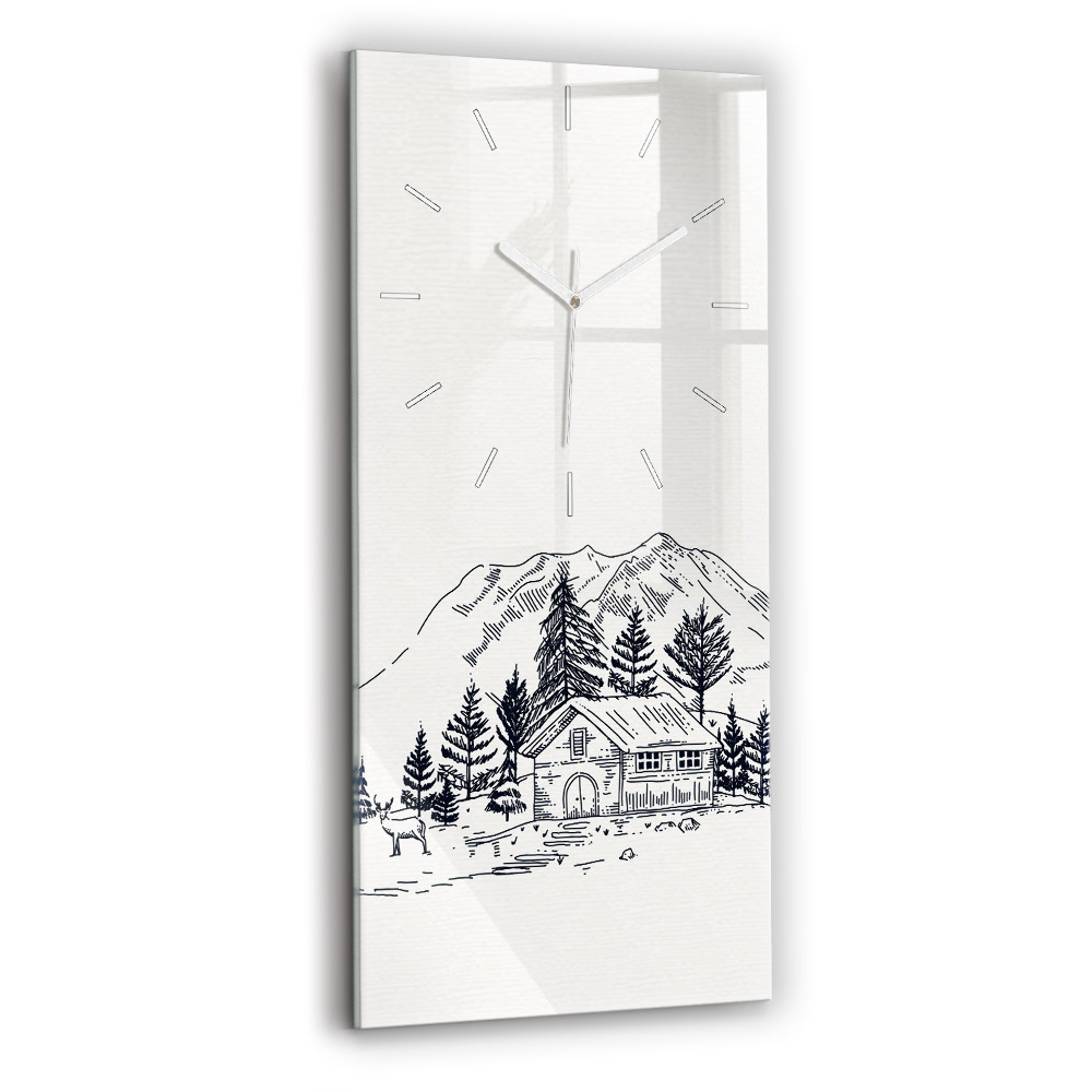 Vertikální nástěnné hodiny Kreslené město