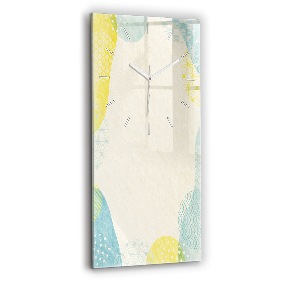 Vertikální hodiny na skle Rám se vzorem