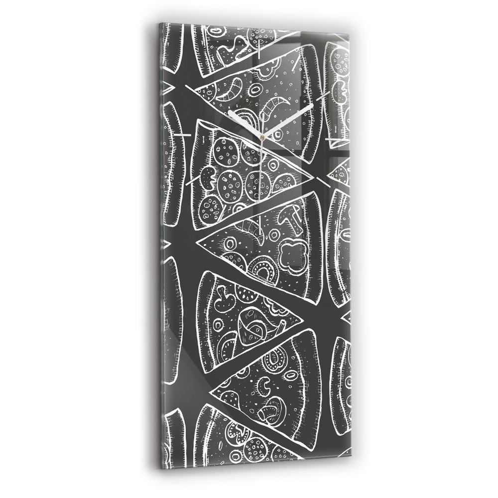 Vertikální nástěnné hodiny Malovaná pizza