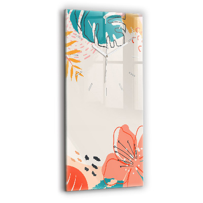 Vertikální hodiny na skle Havajské rostliny