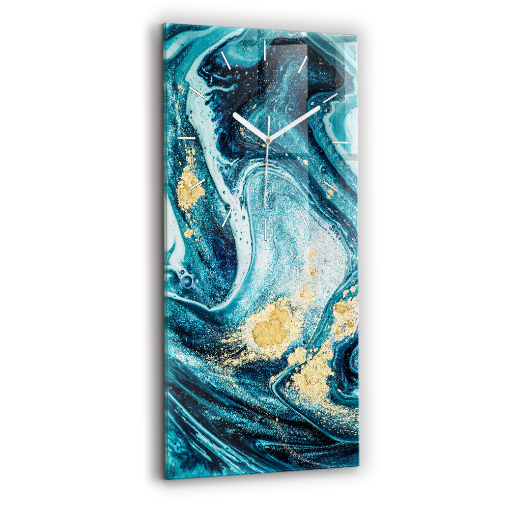 Vertikální hodiny na skle Abstraktní mramor