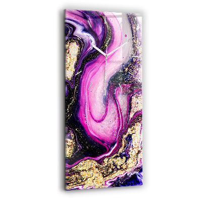 Vertikální hodiny na skle Abstraktní mramor