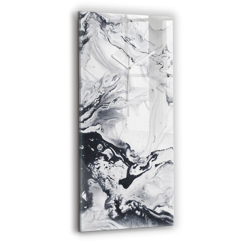 Vertikální nástěnné hodiny Abstraktní inkoustový mramor