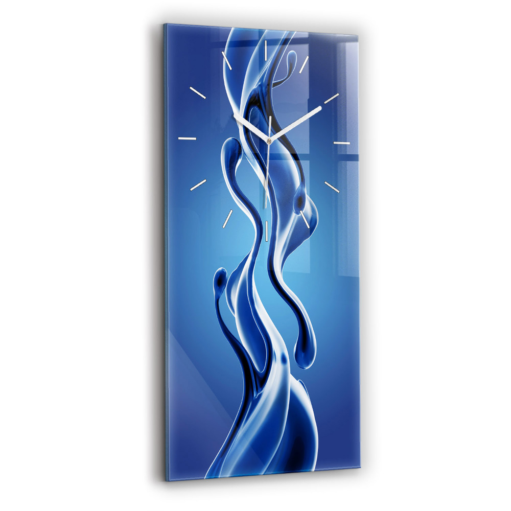 Vertikální hodiny na skle Tekutá abstrakce