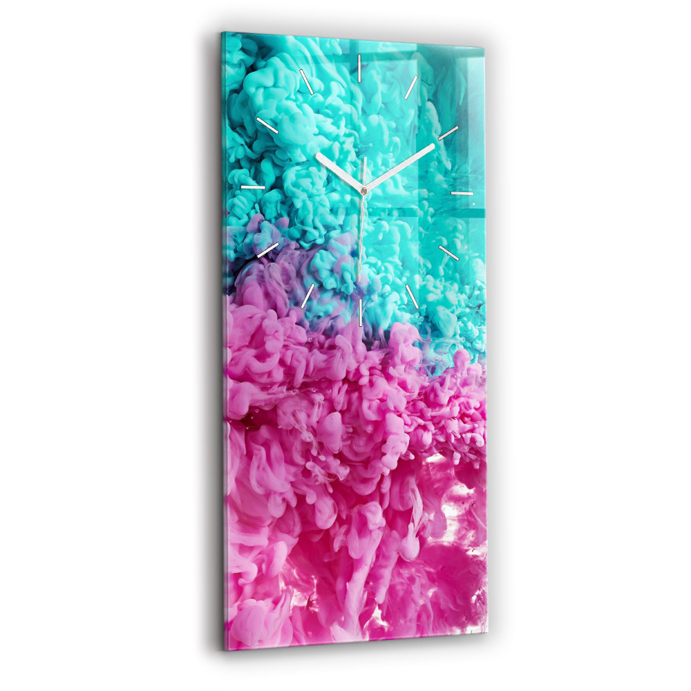 Vertikální hodiny na skle Moderní umění - skvrny