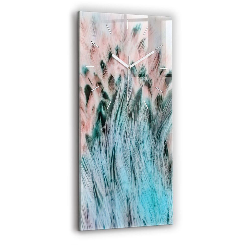 Vertikální nástěnné hodiny Barevné peří