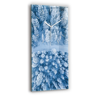 Vertikální hodiny na skle Les z dronu