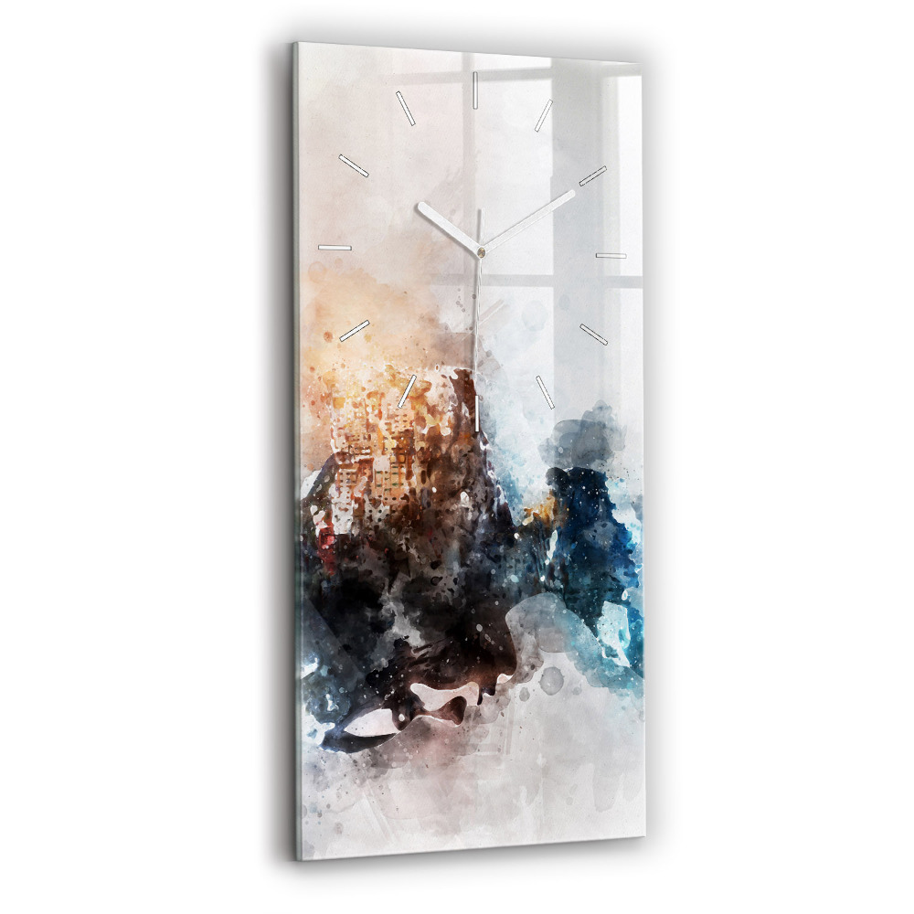 Vertikální nástěnné hodiny Abstraktní tváře