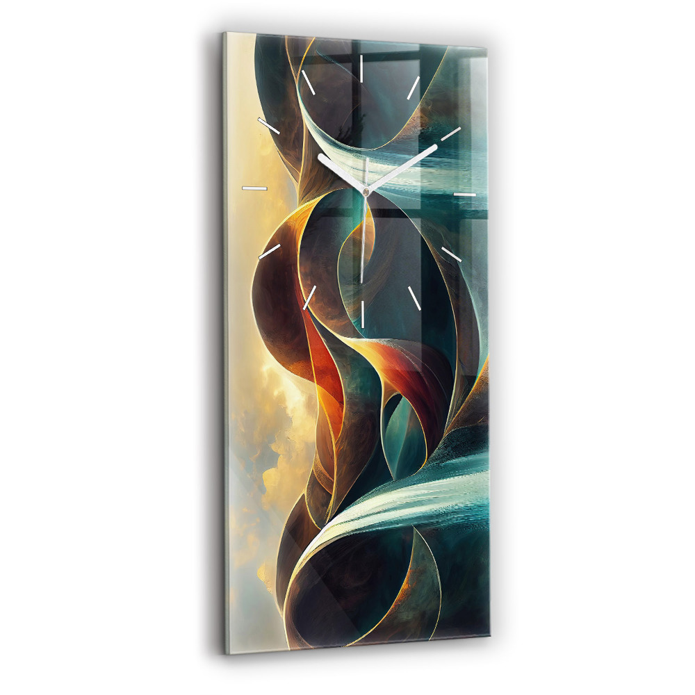 Vertikální hodiny na skle Tekoucí vodopád