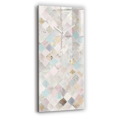 Vertikální hodiny na skle Barevné dlaždice