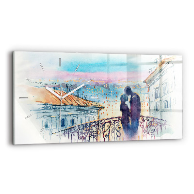 Horizontální nástěnné hodiny Lidé na akvarelu