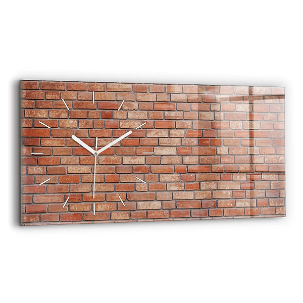 Horizontální skleněné hodiny nástěnné Cihlová zeď