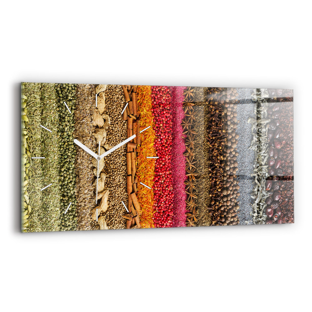 Horizontální skleněné hodiny nástěnné Řady koření
