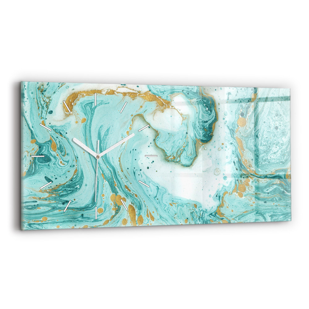 Horizontální skleněné hodiny nástěnné Mramorová textura