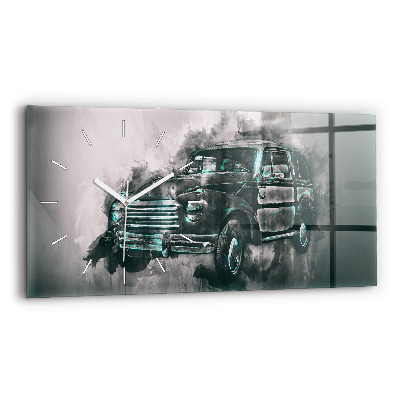 Horizontální nástěnné hodiny Oldschoolové auto