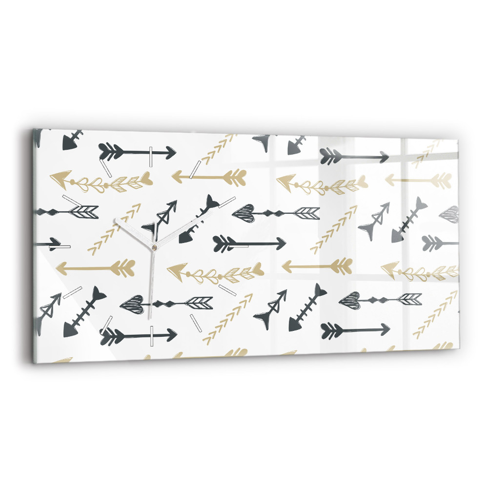 Horizontální nástěnné hodiny Geometrický hipsterský vzor