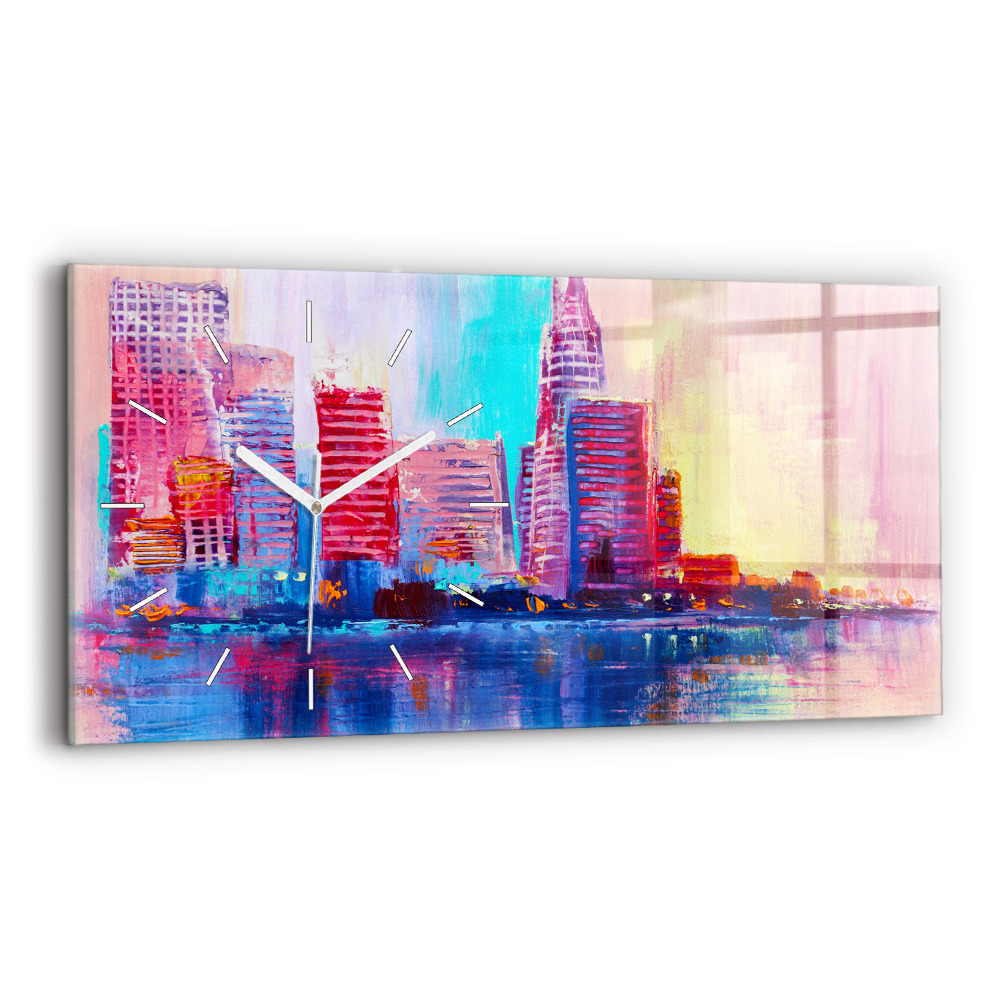 Horizontální nástěnné hodiny Abstraktní mrakodrapy