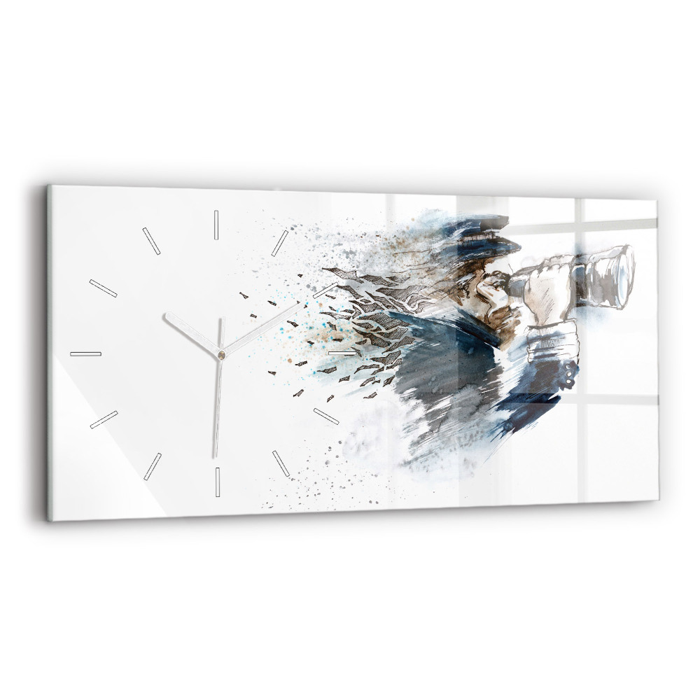 Horizontální nástěnné hodiny Kapitán lodi s dalekohledem