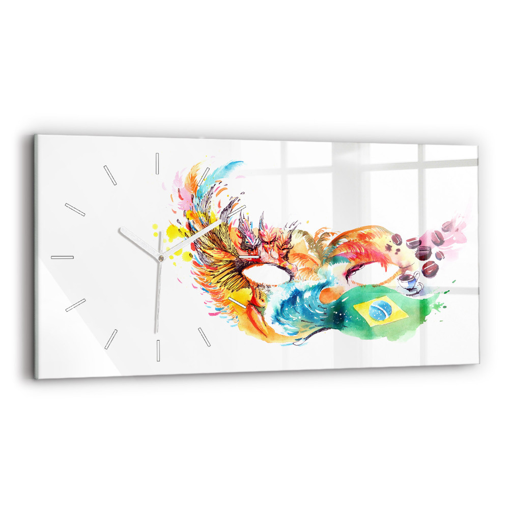 Horizontální nástěnné hodiny Kultura - Vlajka Brazílie