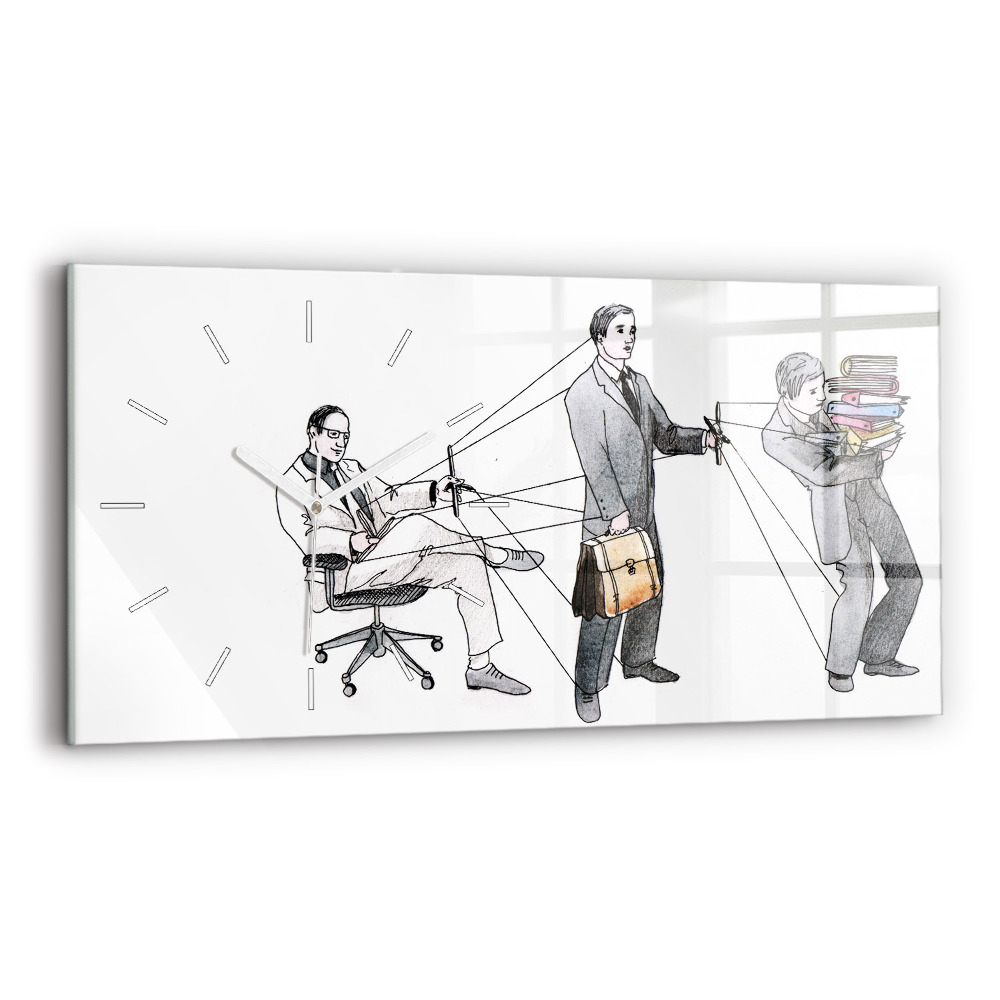 Horizontální nástěnné hodiny Lidé s marionetami