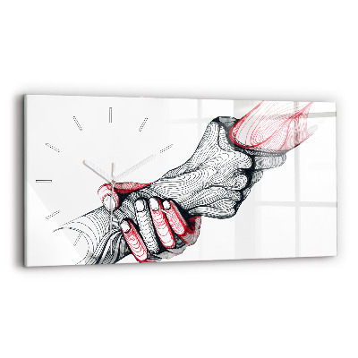 Horizontální nástěnné hodiny Držet ruce