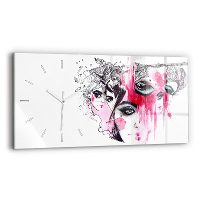 Horizontální nástěnné hodiny Mnoho tváří Abstraktní