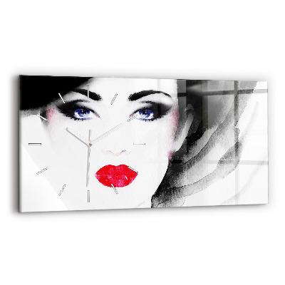 Horizontální nástěnné hodiny Portrét ženy