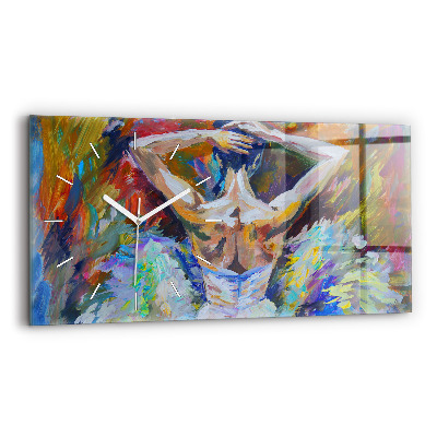 Horizontální skleněné hodiny nástěnné Malovaná baletka