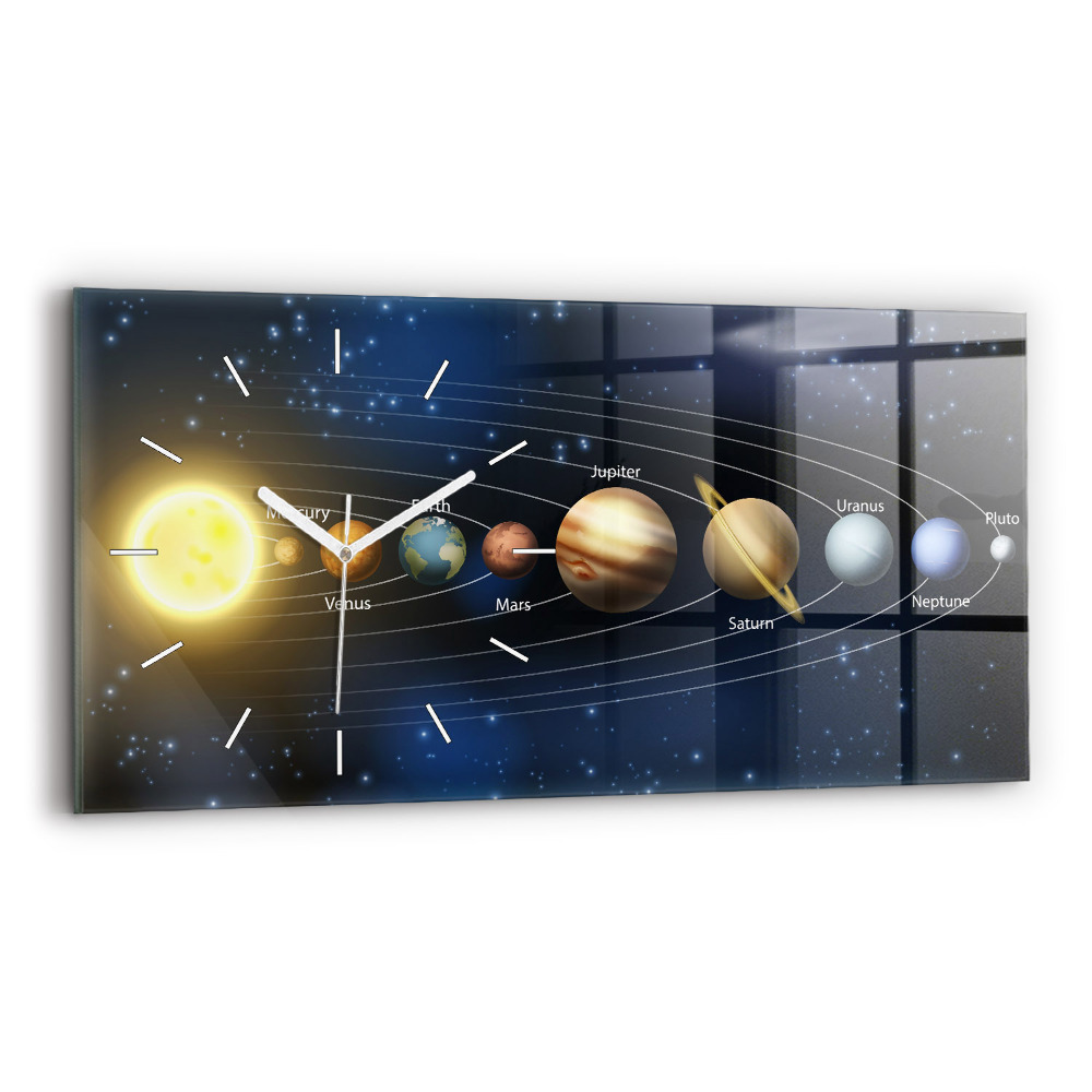 Horizontální nástěnné hodiny Sluneční soustava