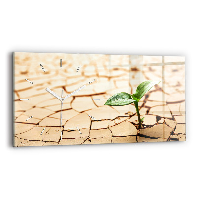 Horizontální nástěnné hodiny Rostlina v suché zemi