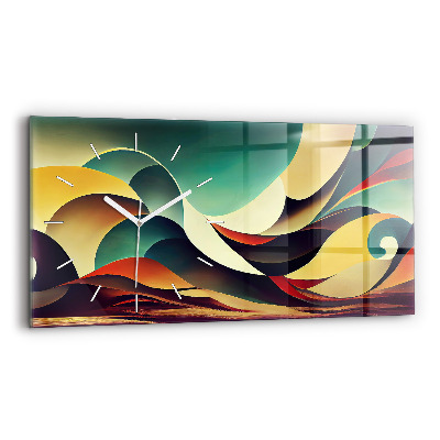 Horizontální skleněné hodiny nástěnné Abstraktní linie na pozadí