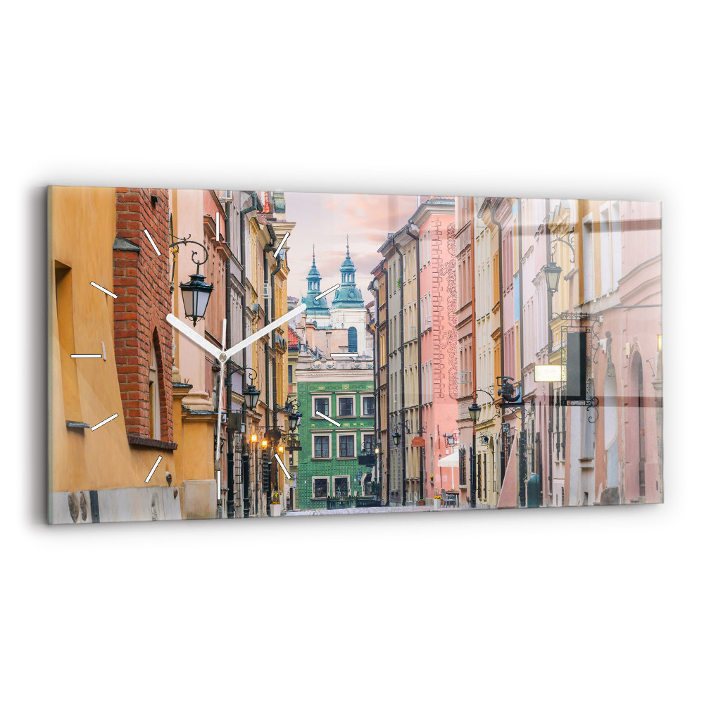 Horizontální skleněné hodiny nástěnné Staré město ve Varšavě