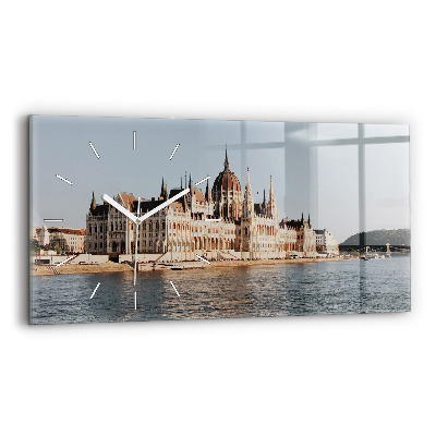Horizontální skleněné hodiny nástěnné Parlament v Budapešti