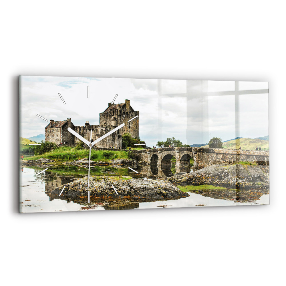 Horizontální skleněné hodiny nástěnné Hrad Eilean Donan Skotsko