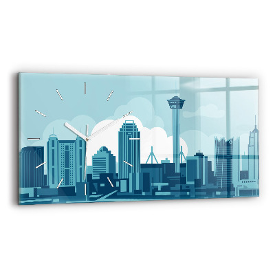 Horizontální skleněné hodiny nástěnné Architektura v USA