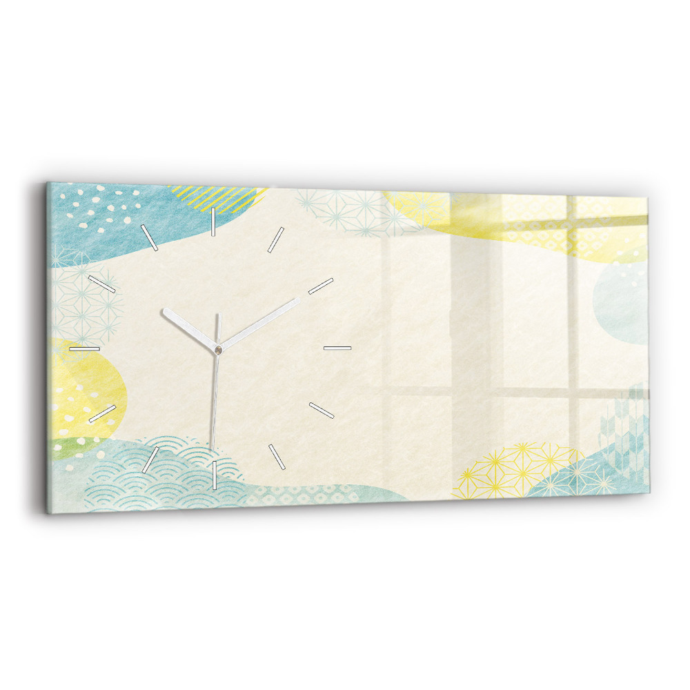 Horizontální skleněné hodiny nástěnné Vzor rámu