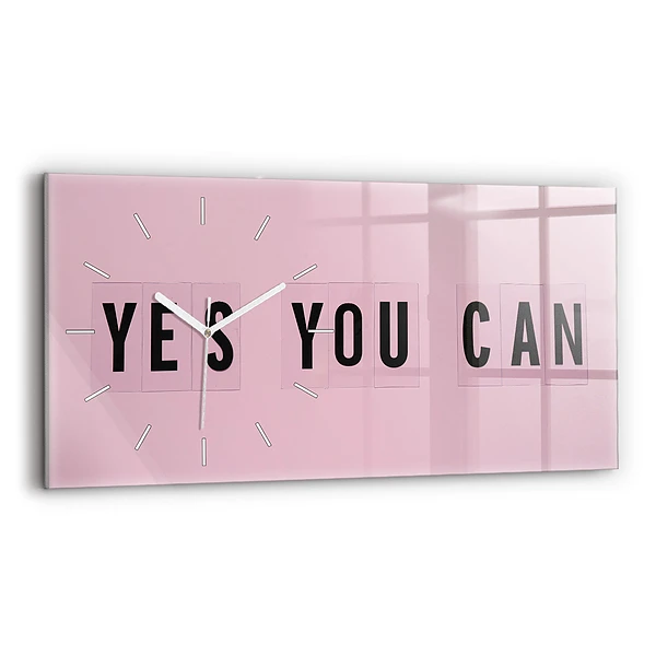 Horizontální skleněné hodiny nástěnné Yes You Can