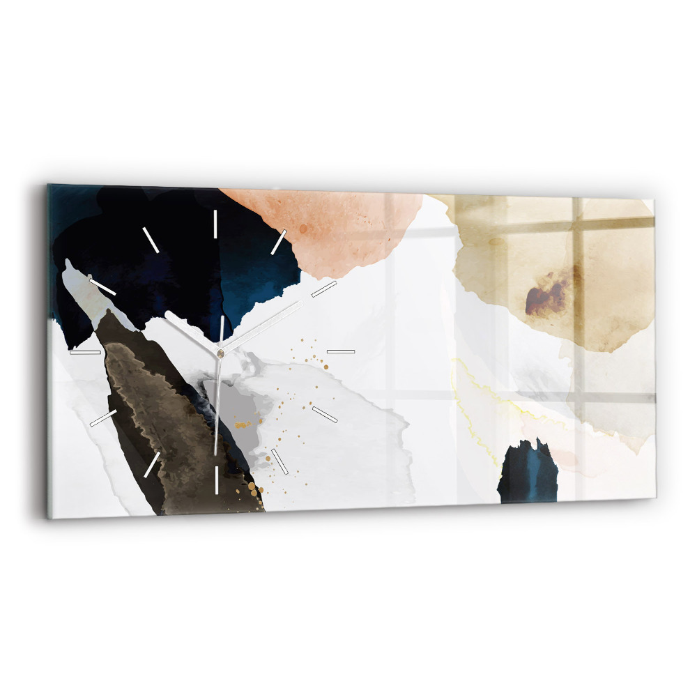 Horizontální skleněné hodiny nástěnné Skvrny abstraktní