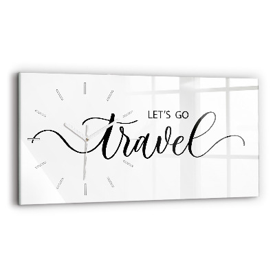 Horizontální skleněné hodiny nástěnné Cestovní nápis